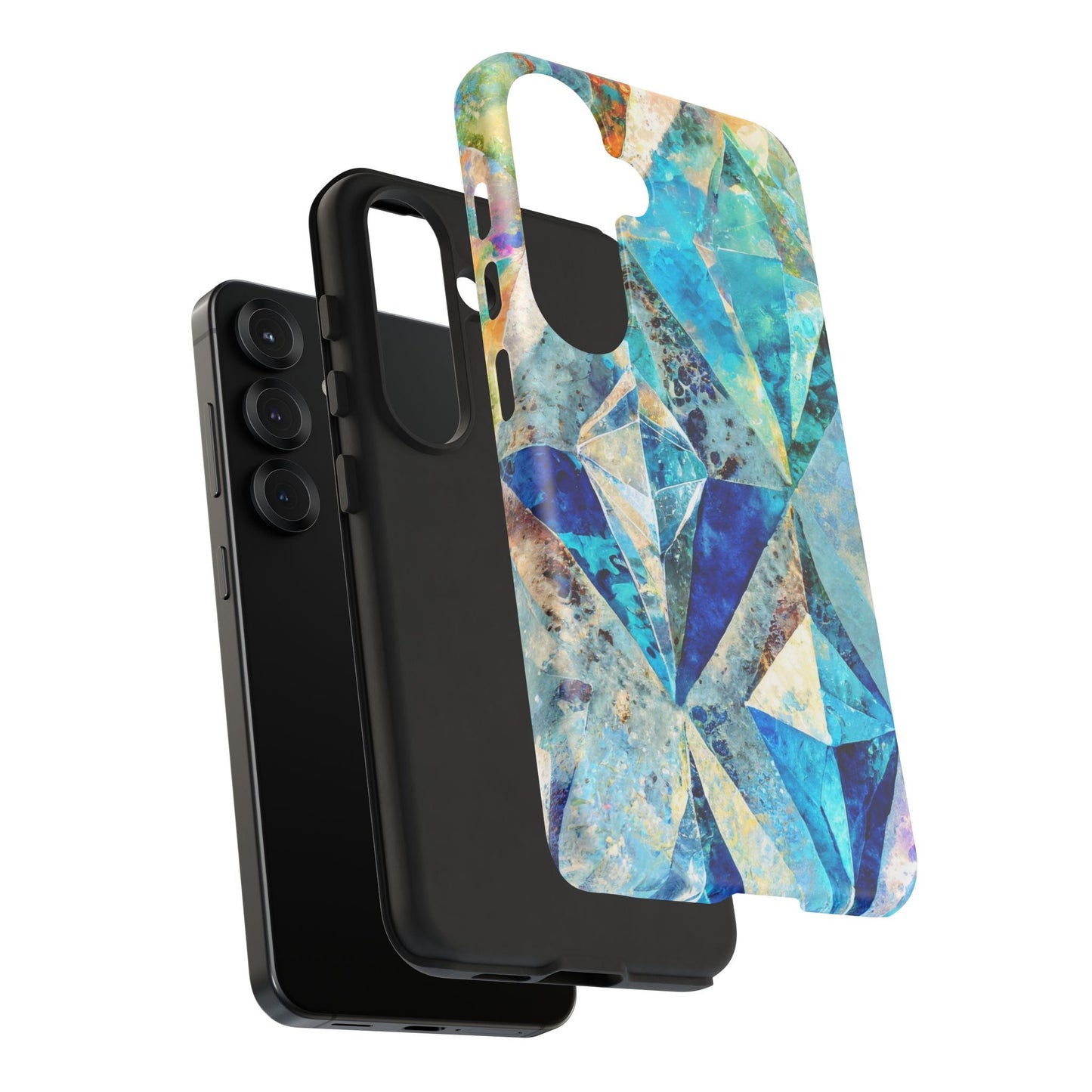 Diamond Blue Abstract Tough Phone Case For iPhone, Samsung Galaxy, And Google Pixel