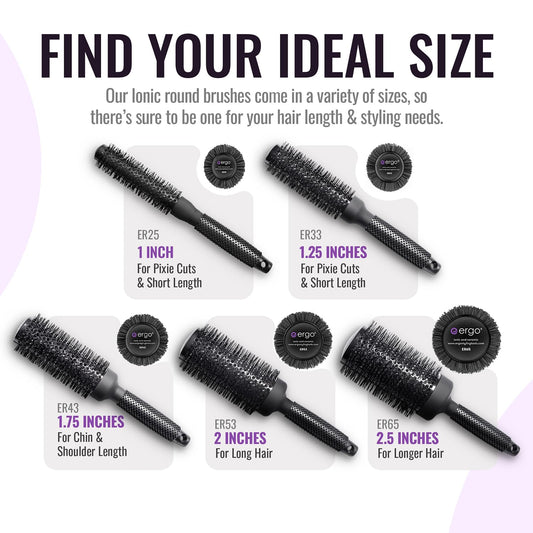 Ergo Ceramic Ionic Round Brush for Blow Out
