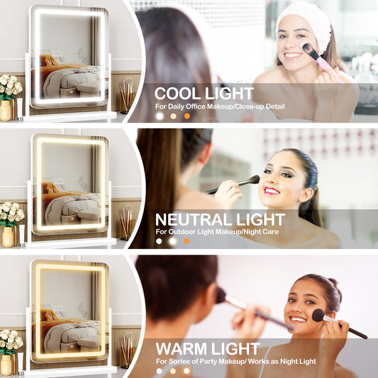 Gvnkvn Lighted Makeup Mirror, 5X Magnification Mirror, Smart Touch Control, 360°Rotation