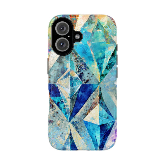 Diamond Blue Abstract Tough Phone Case For iPhone, Samsung Galaxy, And Google Pixel