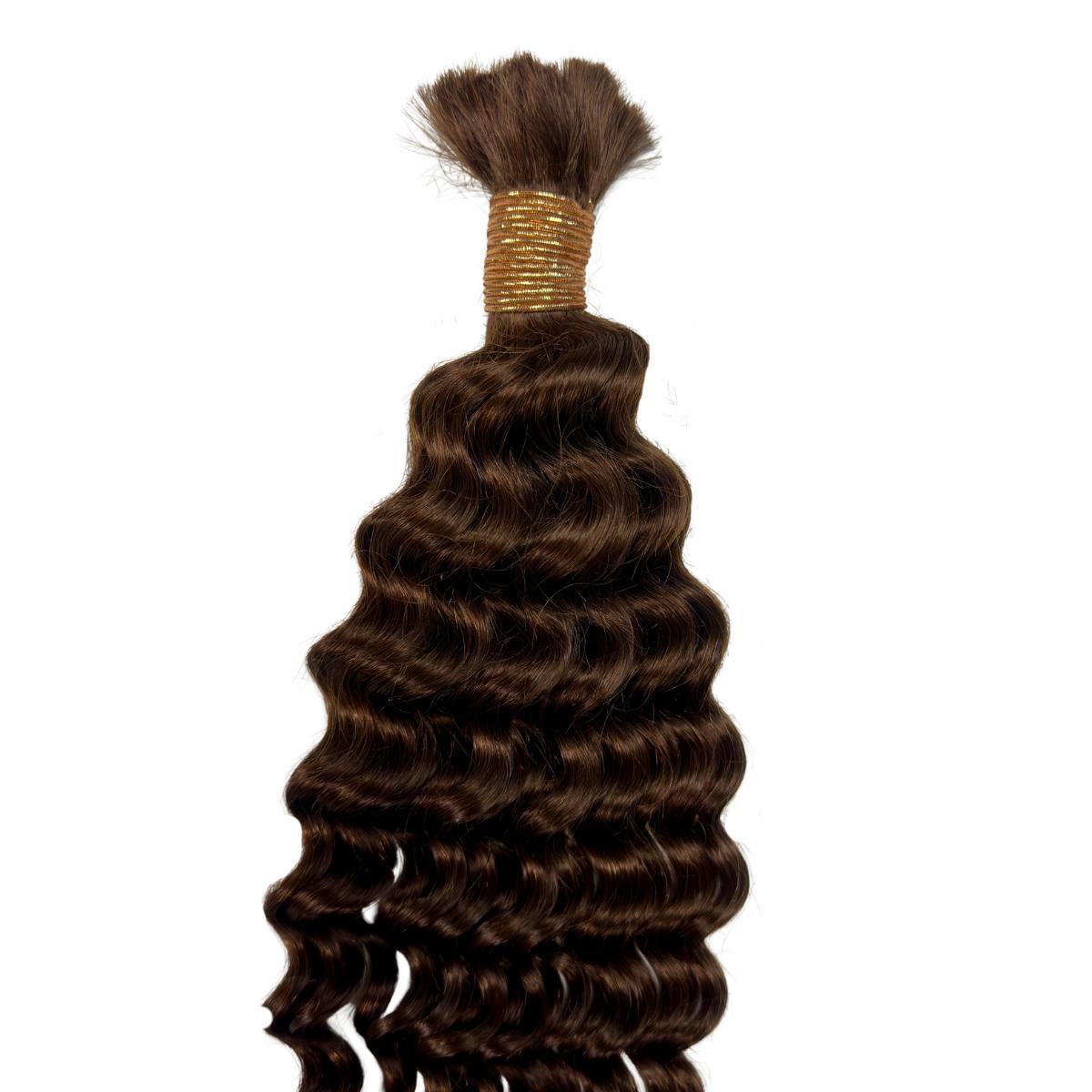 Medium Brown Deep Wave Color 4 Bulk 100% Virgin Braiding Hair