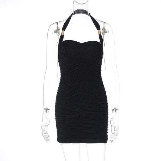 Women Clothing Winter Sexy Backless Halter Slim Sheath Dress Women