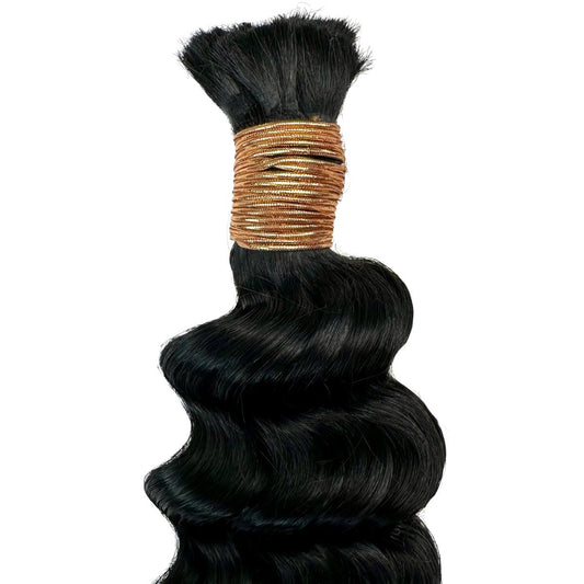 Jet Black Deep Wave Bulk 100% Virgin Braiding Hair