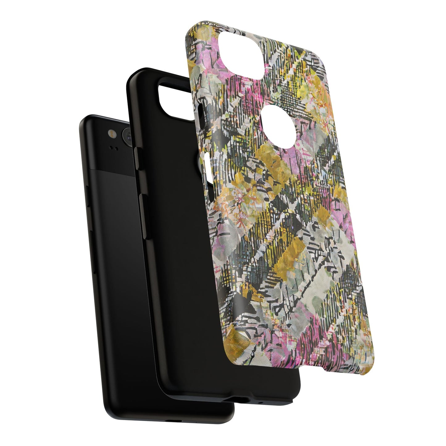 Purple Plaid Floral Artistic Tough Phone Case For iPhone, Samsung Galaxy, Or Google Pixel