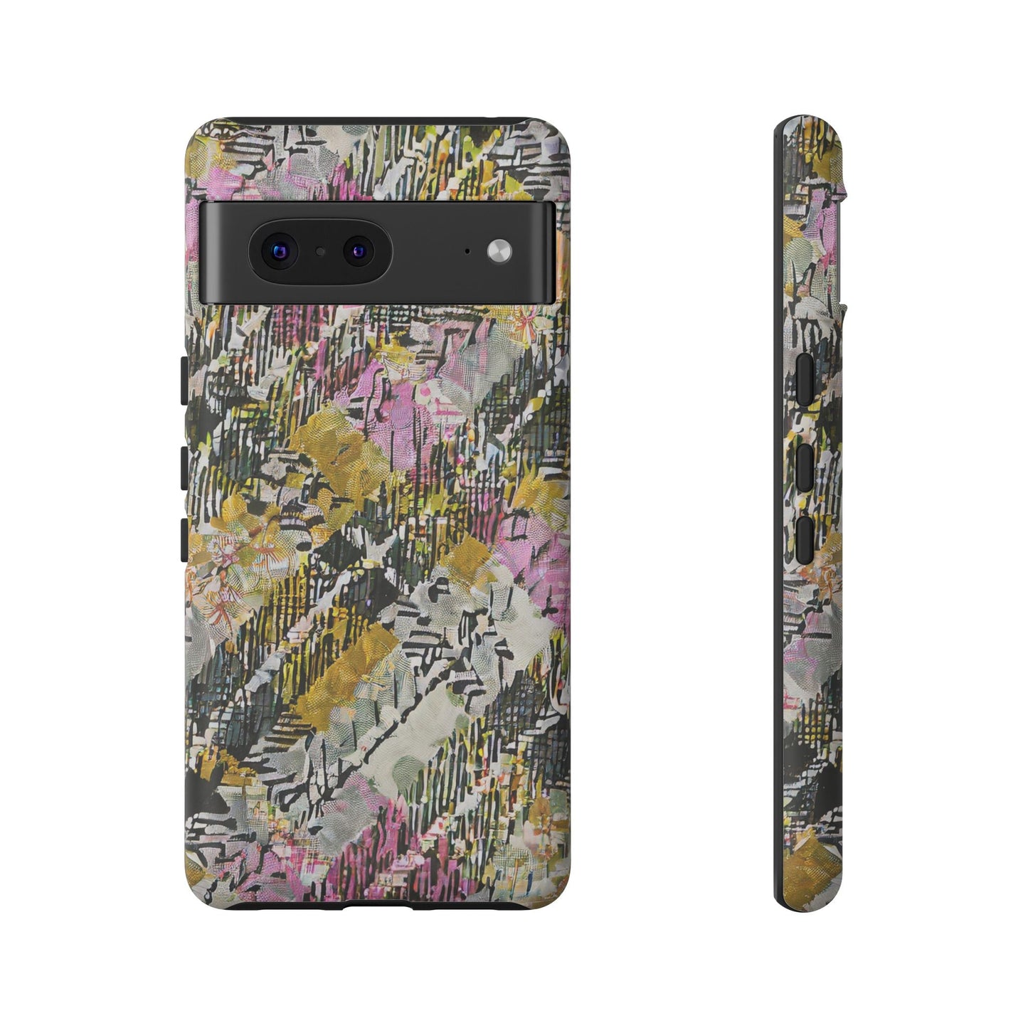 Purple Plaid Floral Artistic Tough Phone Case For iPhone, Samsung Galaxy, Or Google Pixel