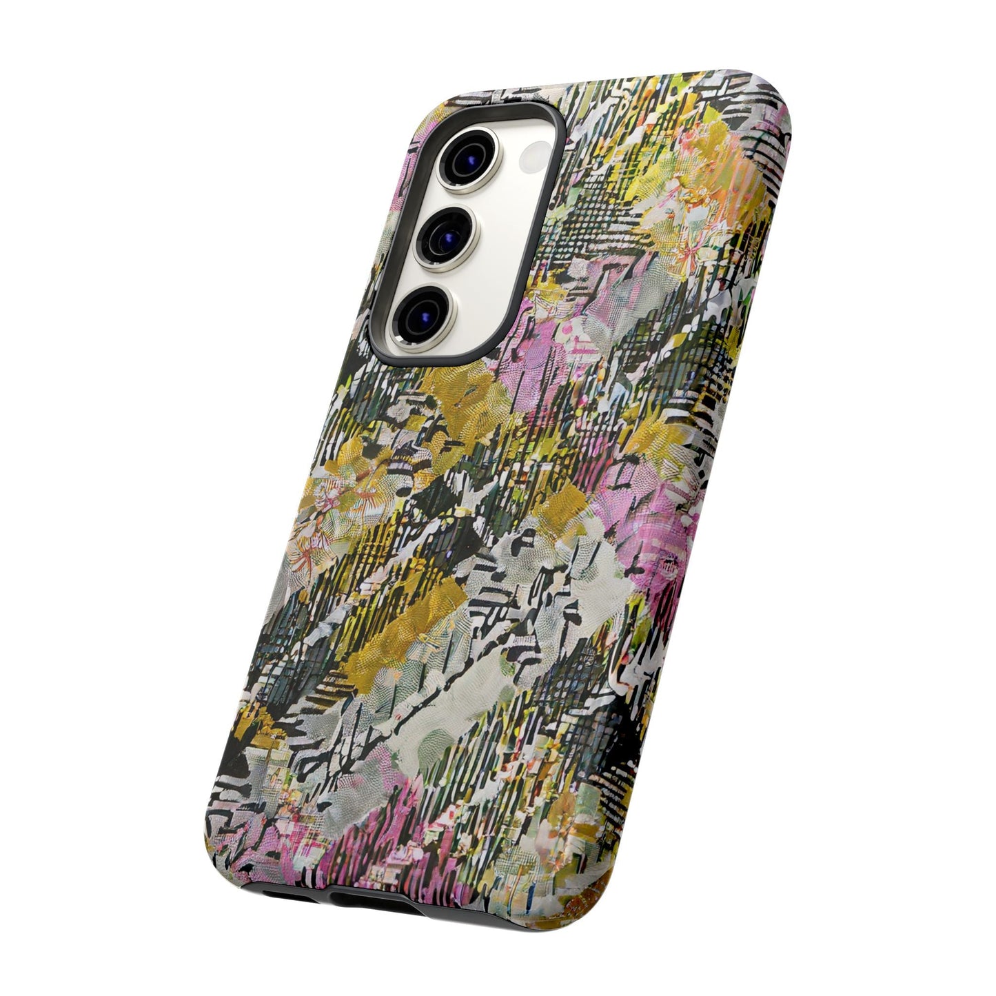 Purple Plaid Floral Artistic Tough Phone Case For iPhone, Samsung Galaxy, Or Google Pixel