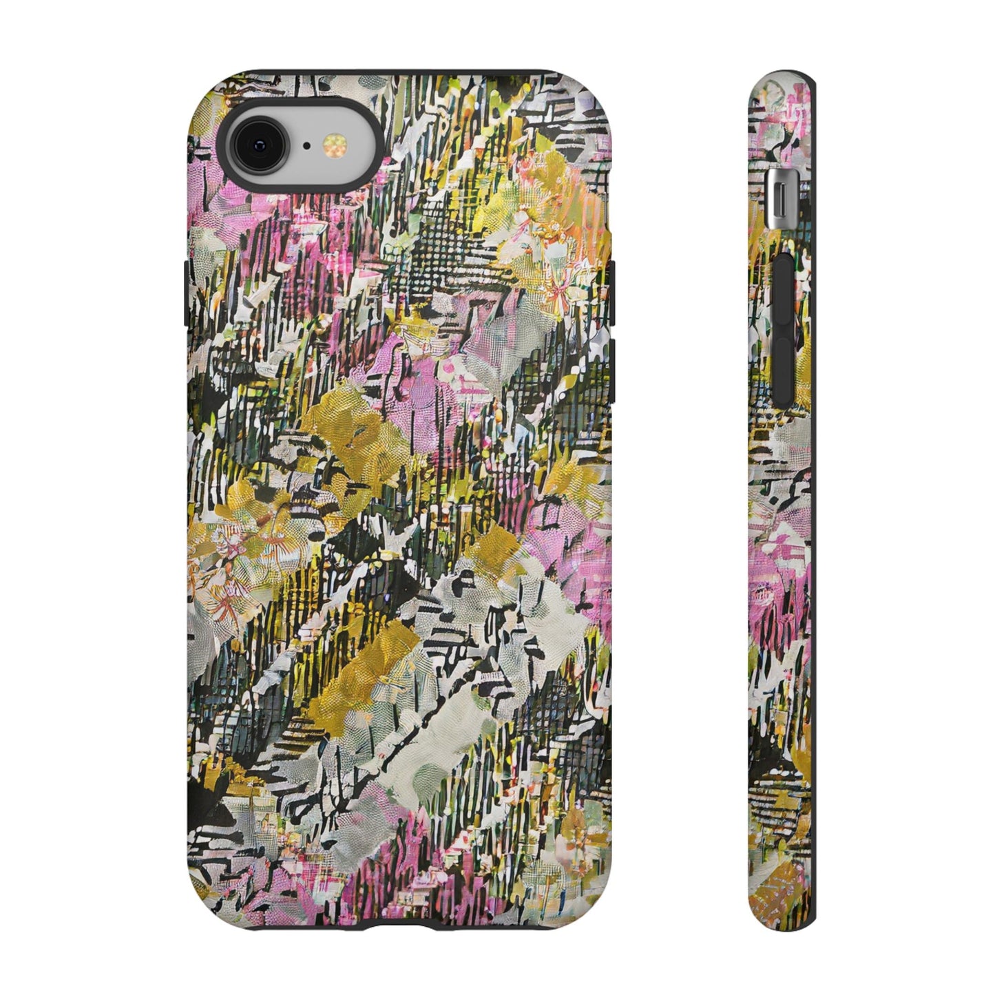 Purple Plaid Floral Artistic Tough Phone Case For iPhone, Samsung Galaxy, Or Google Pixel