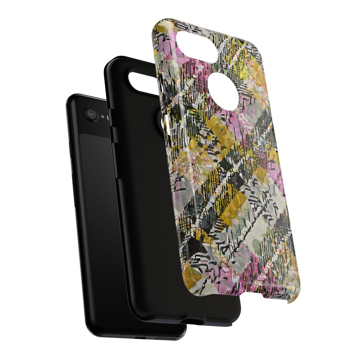 Purple Plaid Floral Artistic Tough Phone Case For iPhone, Samsung Galaxy, Or Google Pixel
