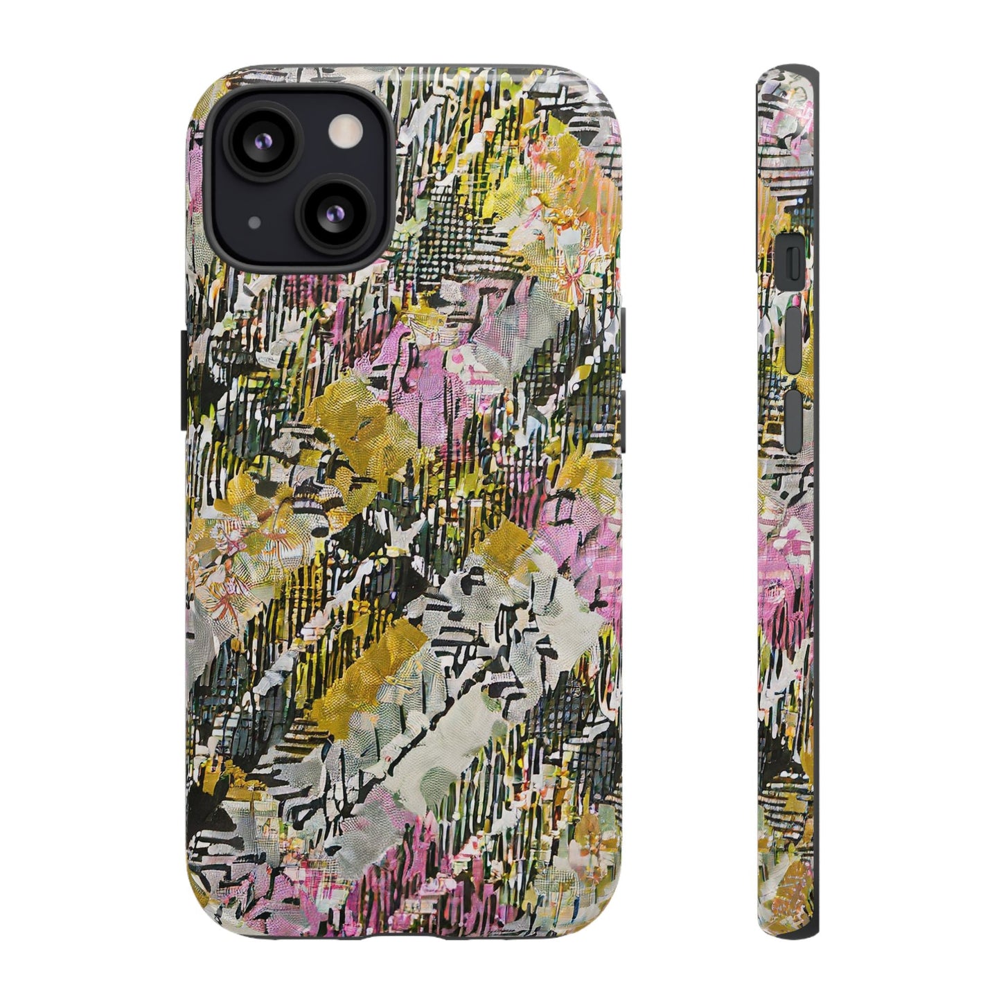Purple Plaid Floral Artistic Tough Phone Case For iPhone, Samsung Galaxy, Or Google Pixel