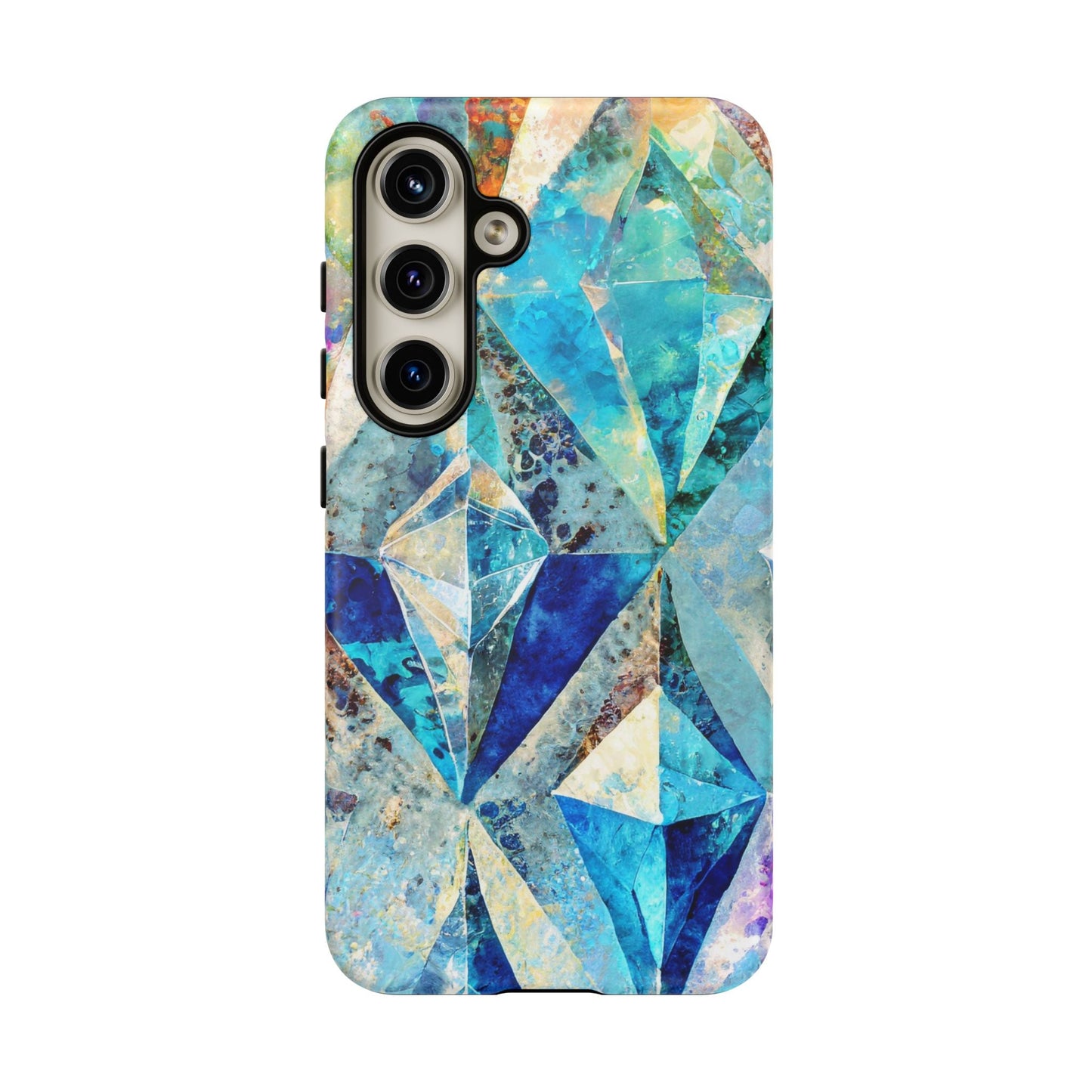 Diamond Blue Abstract Tough Phone Case For iPhone, Samsung Galaxy, And Google Pixel
