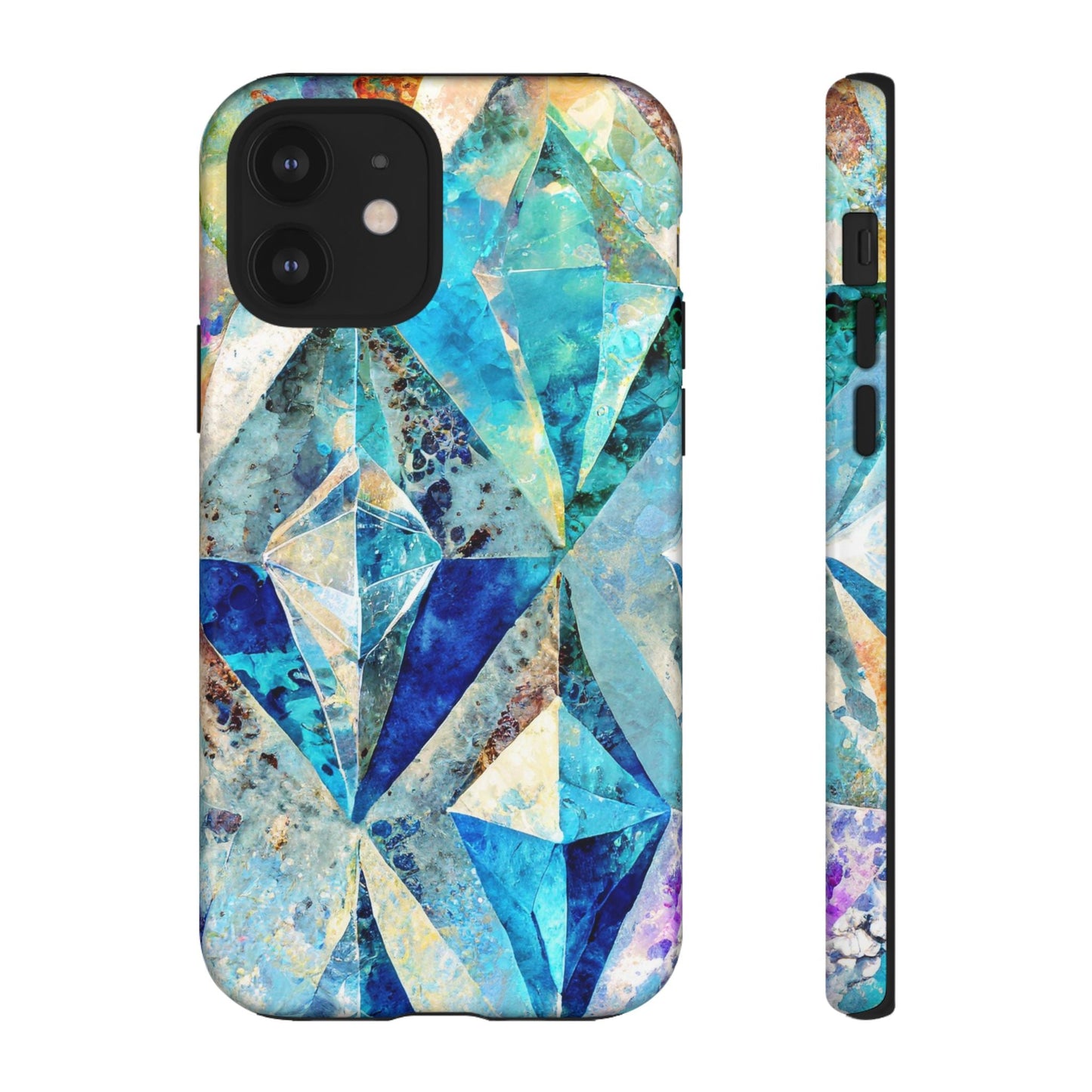 Diamond Blue Abstract Tough Phone Case For iPhone, Samsung Galaxy, And Google Pixel