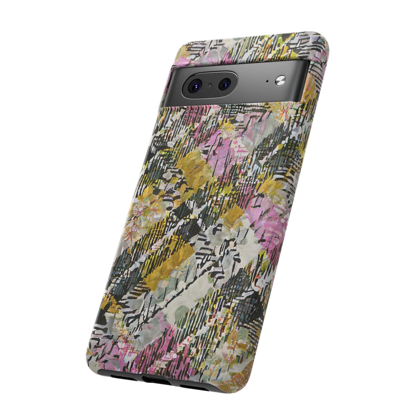 Purple Plaid Floral Artistic Tough Phone Case For iPhone, Samsung Galaxy, Or Google Pixel