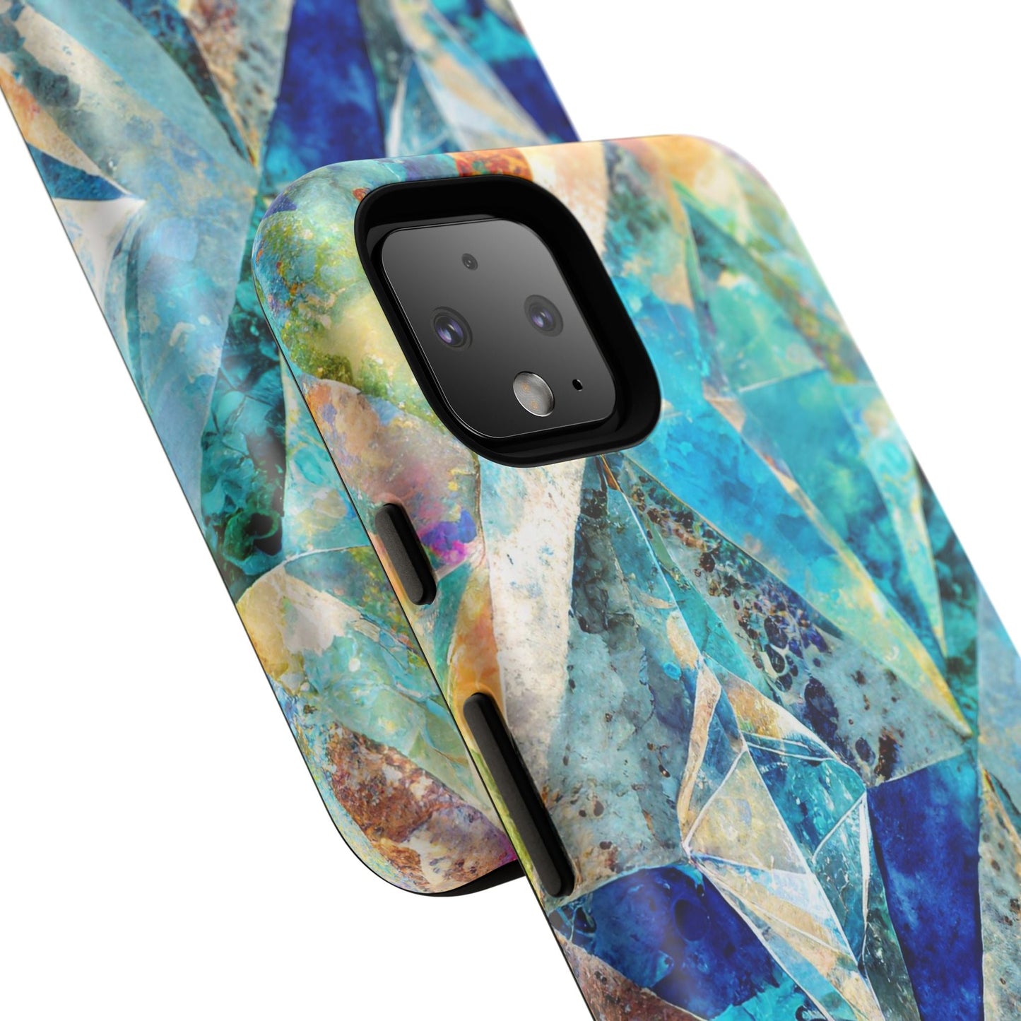 Diamond Blue Abstract Tough Phone Case For iPhone, Samsung Galaxy, And Google Pixel