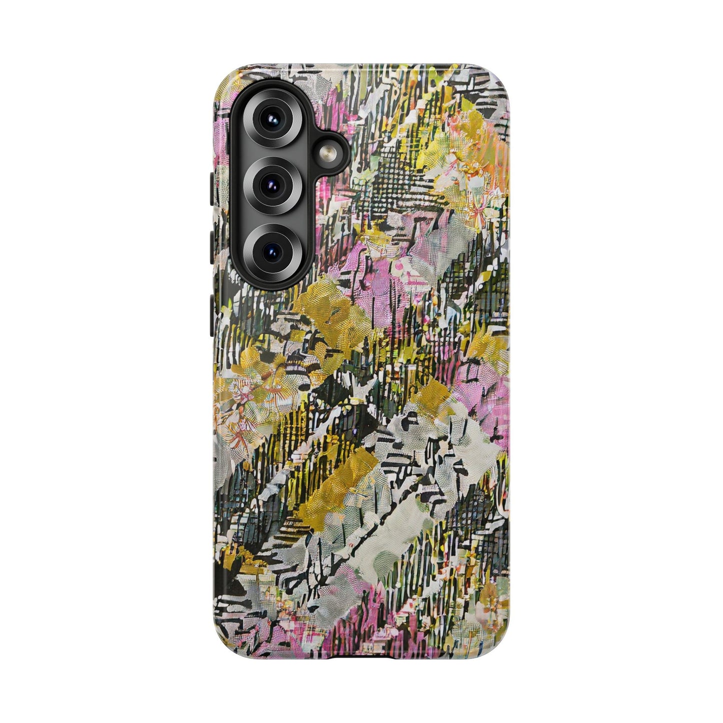 Purple Plaid Floral Artistic Tough Phone Case For iPhone, Samsung Galaxy, Or Google Pixel