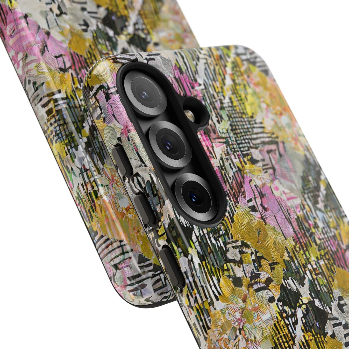 Purple Plaid Floral Artistic Tough Phone Case For iPhone, Samsung Galaxy, Or Google Pixel