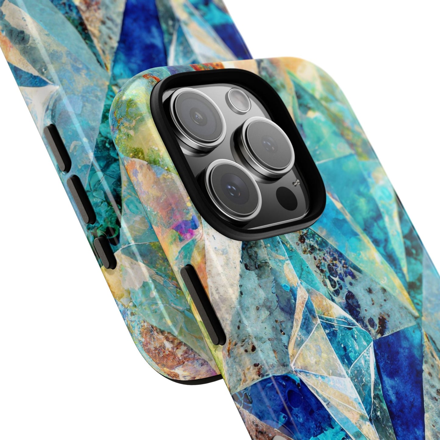 Diamond Blue Abstract Tough Phone Case For iPhone, Samsung Galaxy, And Google Pixel