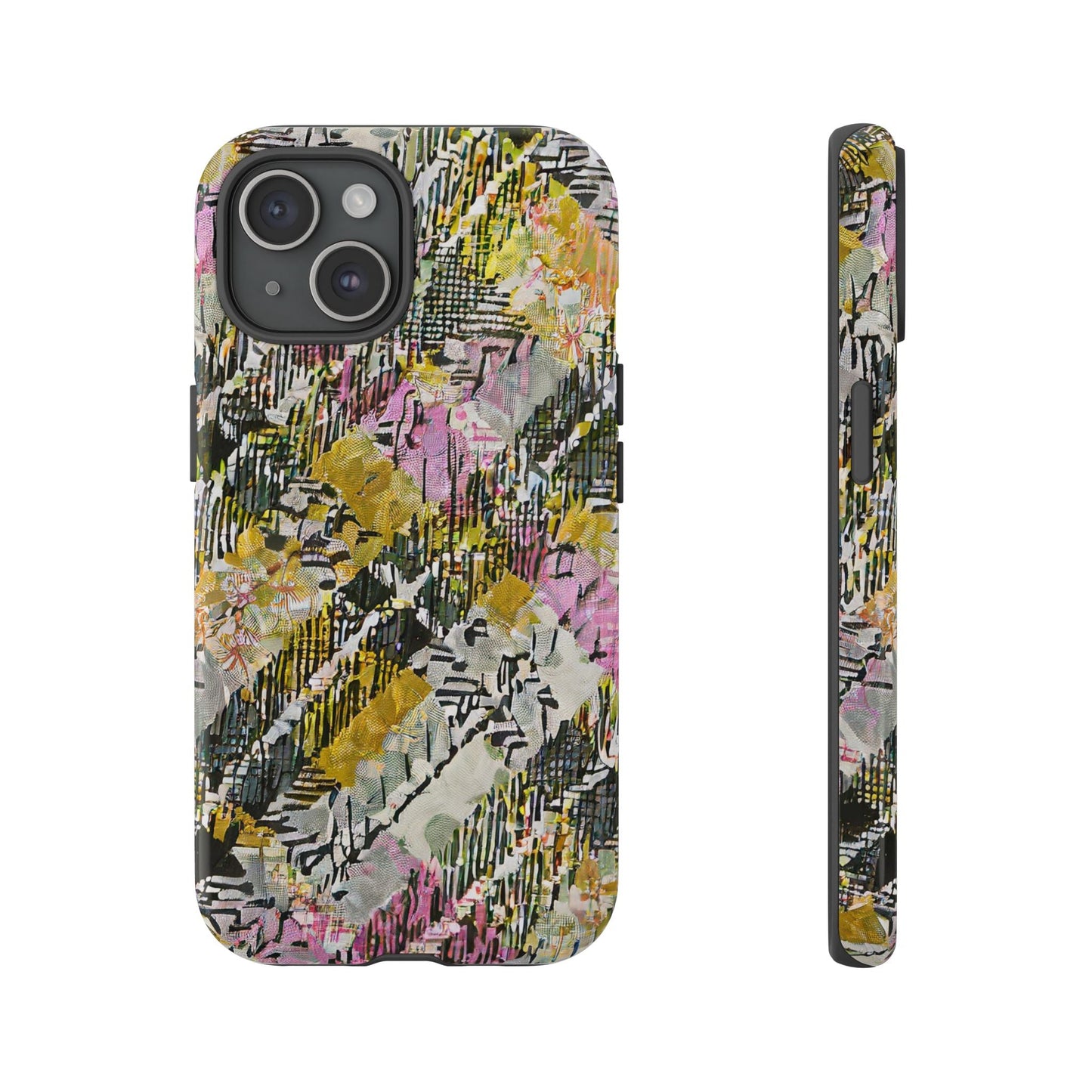 Purple Plaid Floral Artistic Tough Phone Case For iPhone, Samsung Galaxy, Or Google Pixel