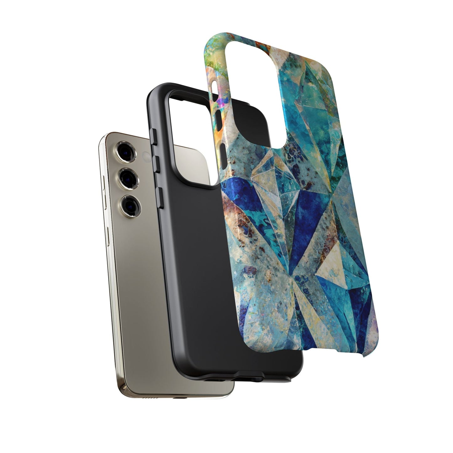 Diamond Blue Abstract Tough Phone Case For iPhone, Samsung Galaxy, And Google Pixel