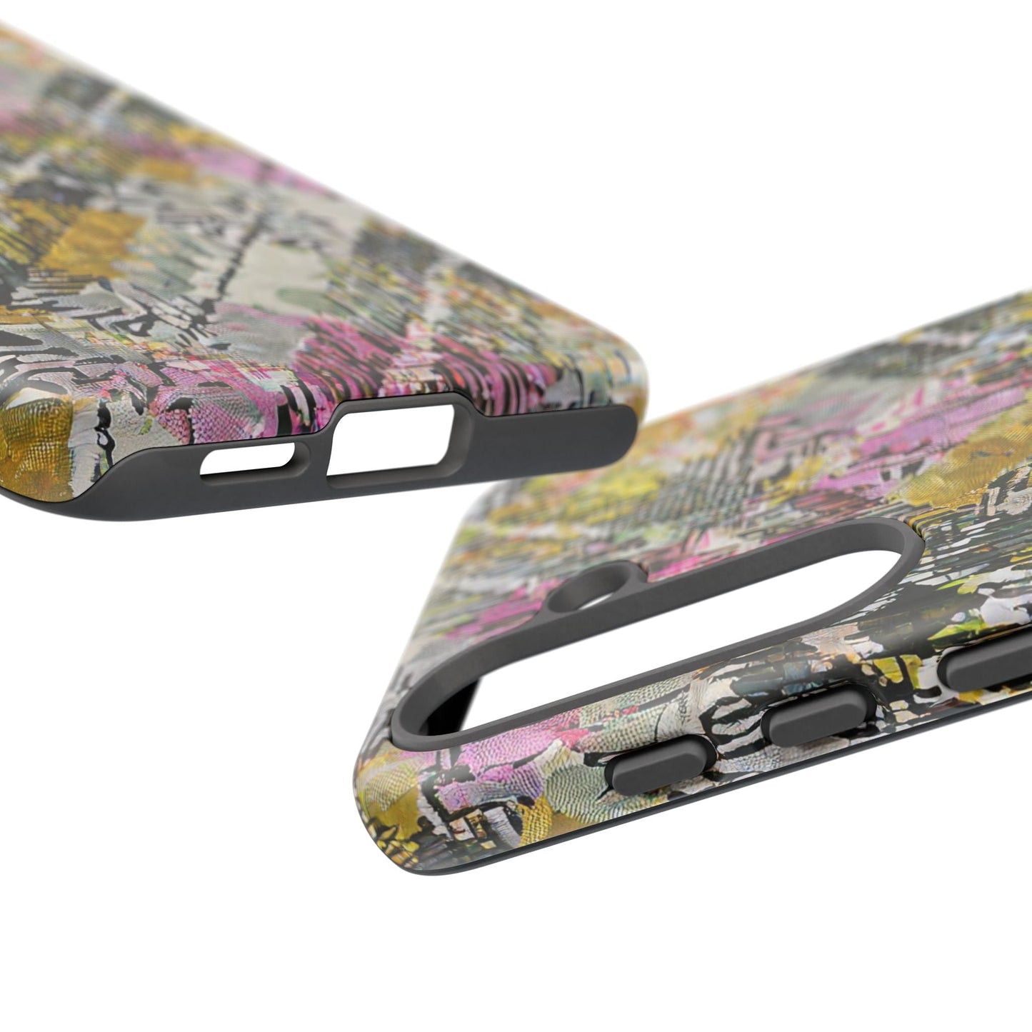 Purple Plaid Floral Artistic Tough Phone Case For iPhone, Samsung Galaxy, Or Google Pixel