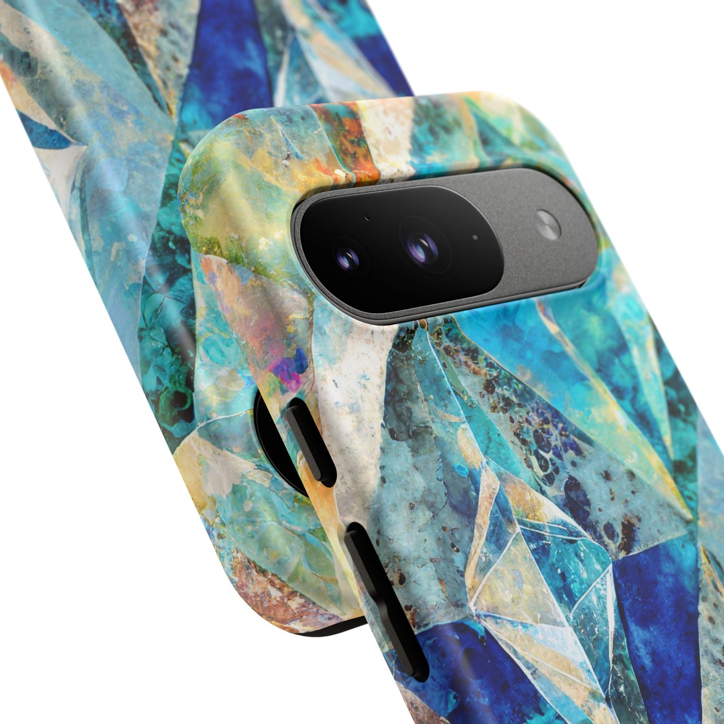 Diamond Blue Abstract Tough Phone Case For iPhone, Samsung Galaxy, And Google Pixel