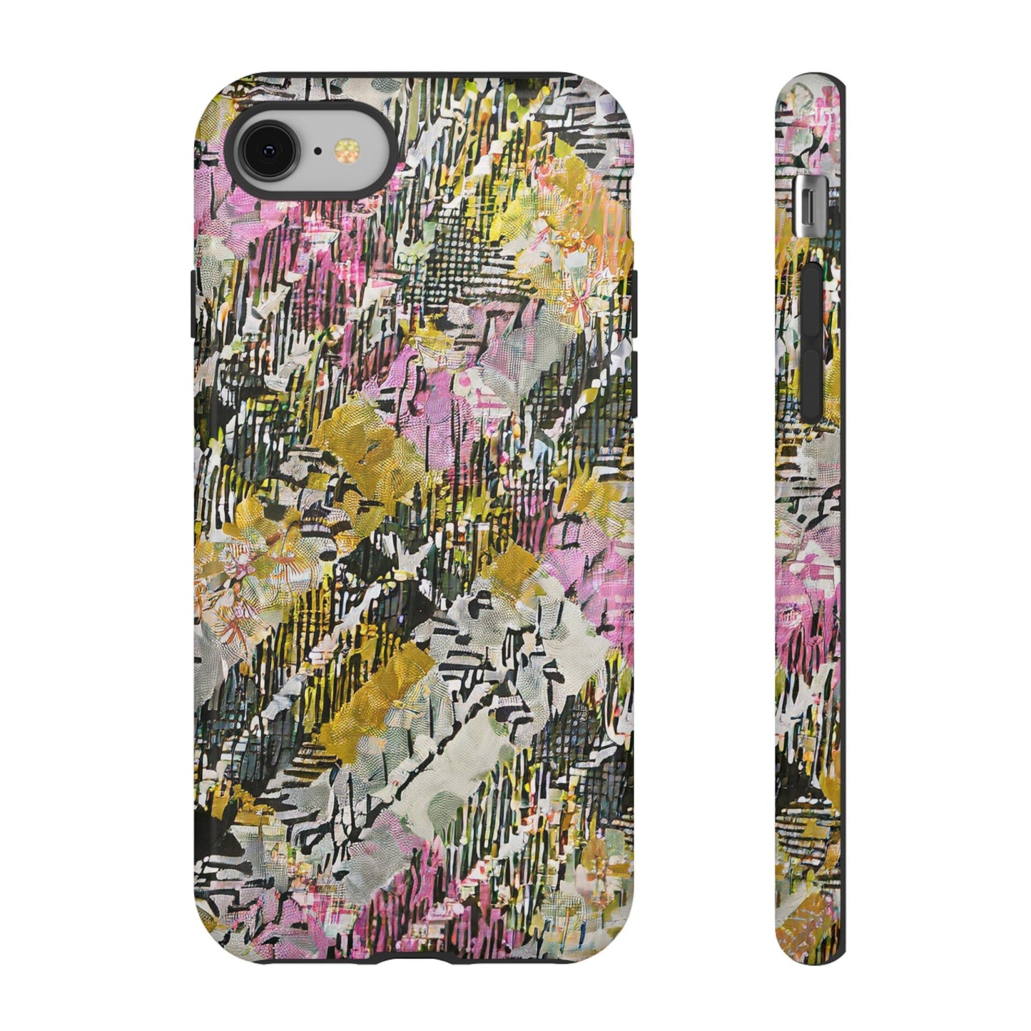 Purple Plaid Floral Artistic Tough Phone Case For iPhone, Samsung Galaxy, Or Google Pixel