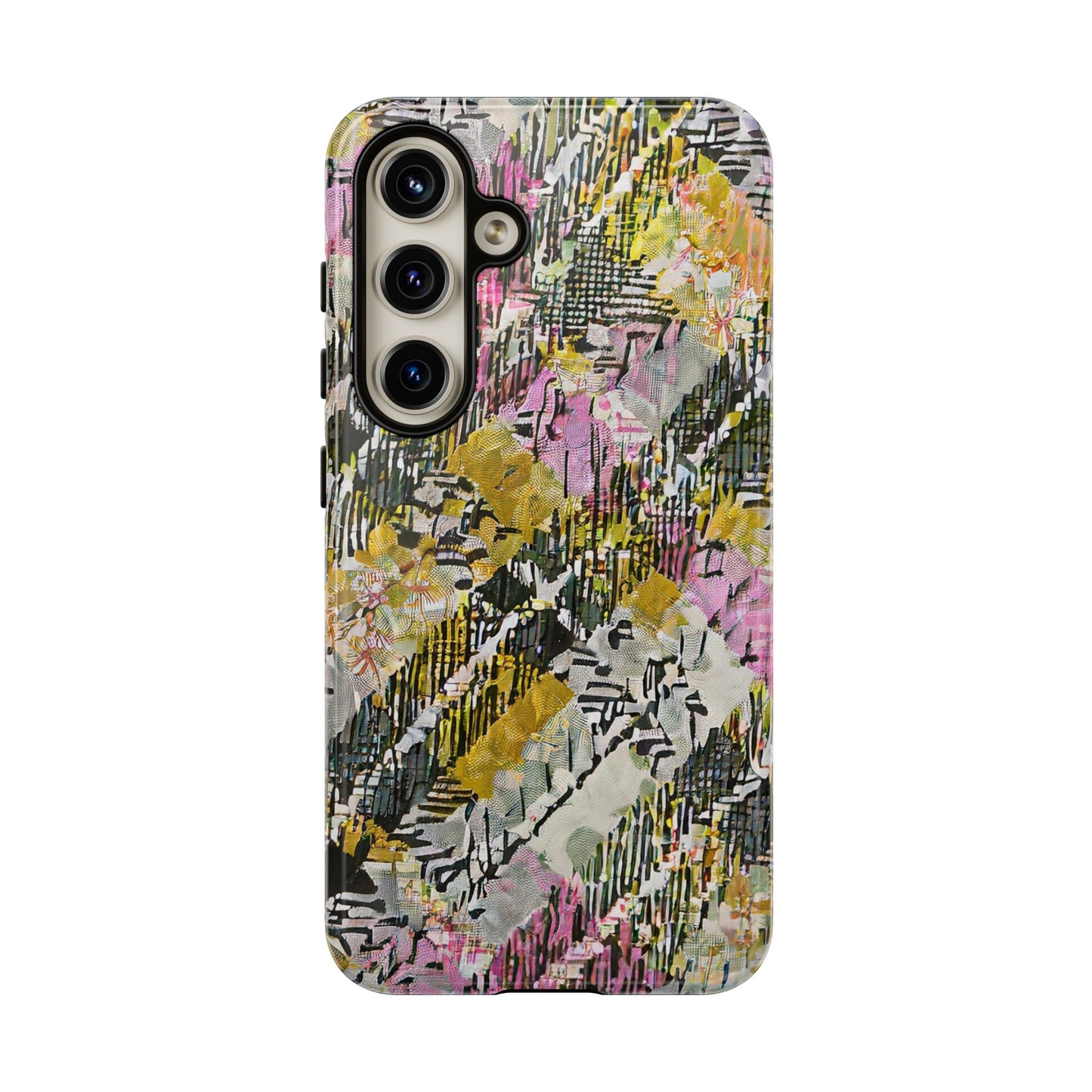 Purple Plaid Floral Artistic Tough Phone Case For iPhone, Samsung Galaxy, Or Google Pixel