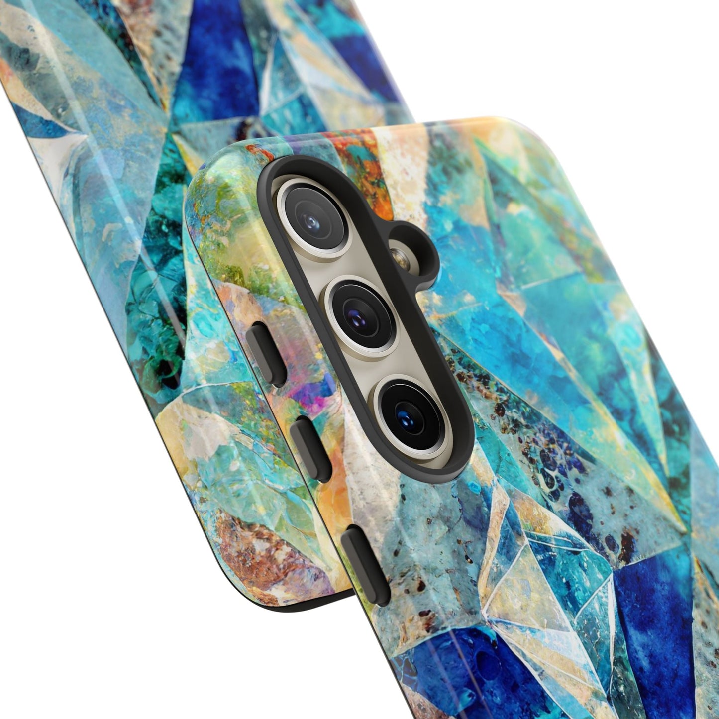 Diamond Blue Abstract Tough Phone Case For iPhone, Samsung Galaxy, And Google Pixel