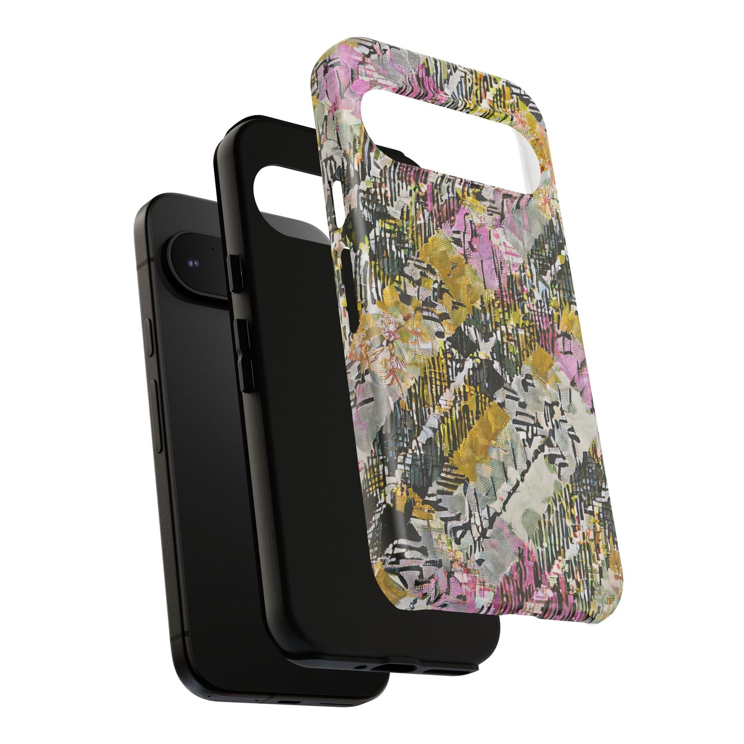 Purple Plaid Floral Artistic Tough Phone Case For iPhone, Samsung Galaxy, Or Google Pixel