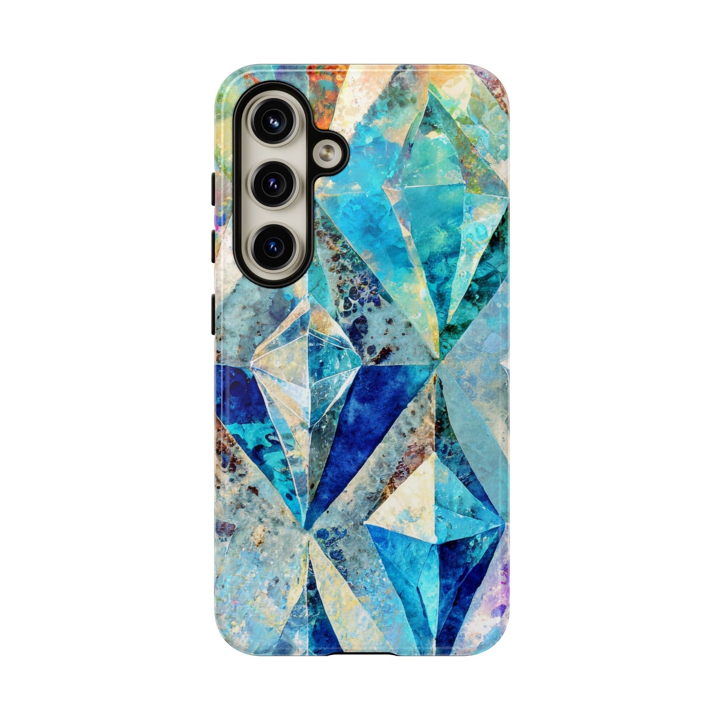 Diamond Blue Abstract Tough Phone Case For iPhone, Samsung Galaxy, And Google Pixel