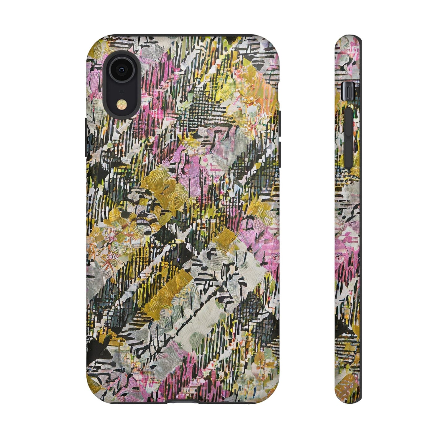 Purple Plaid Floral Artistic Tough Phone Case For iPhone, Samsung Galaxy, Or Google Pixel