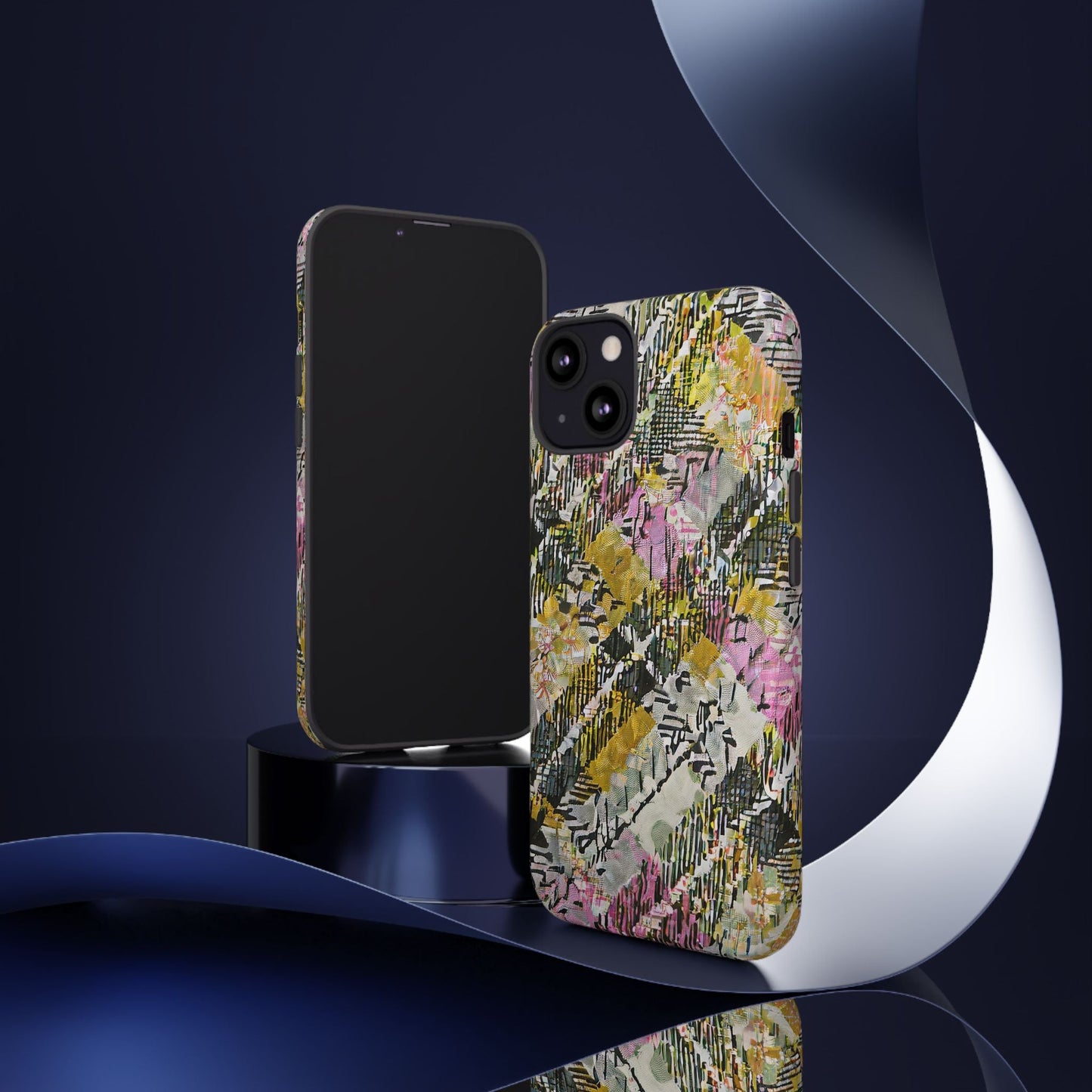 Purple Plaid Floral Artistic Tough Phone Case For iPhone, Samsung Galaxy, Or Google Pixel