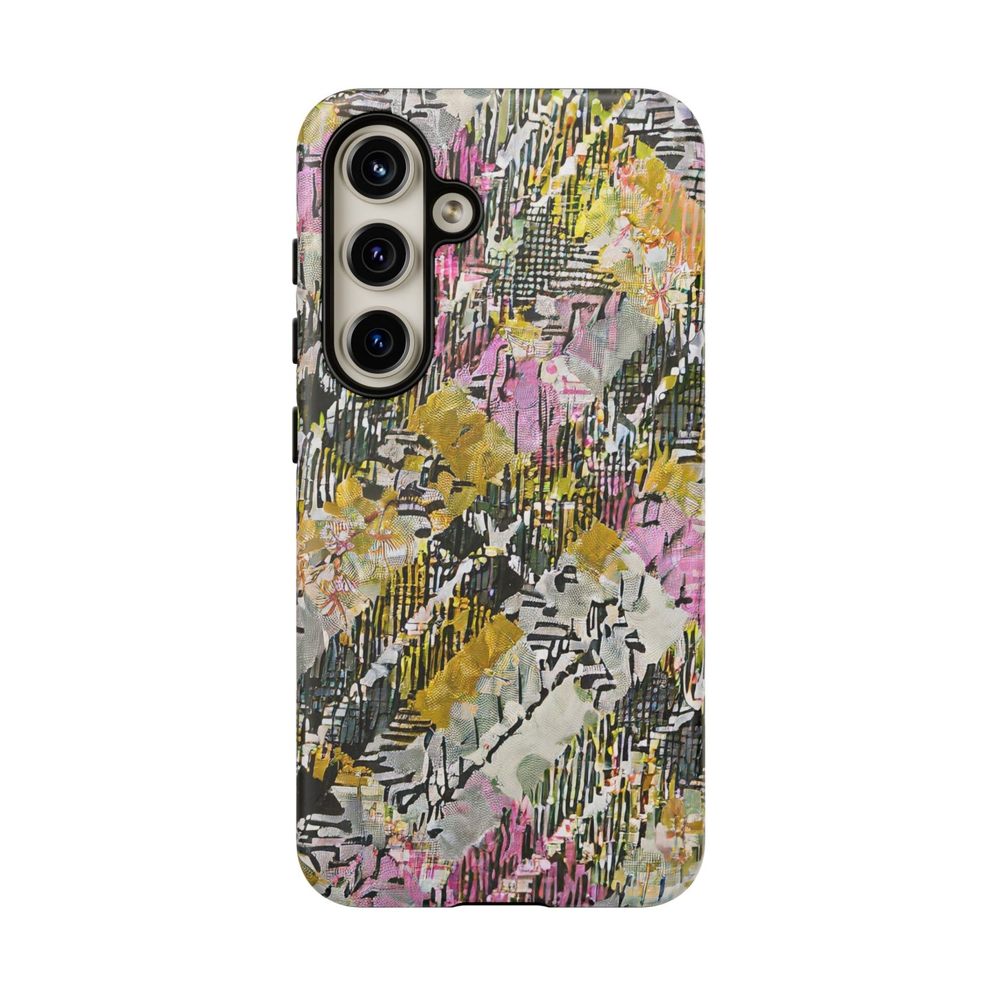 Purple Plaid Floral Artistic Tough Phone Case For iPhone, Samsung Galaxy, Or Google Pixel
