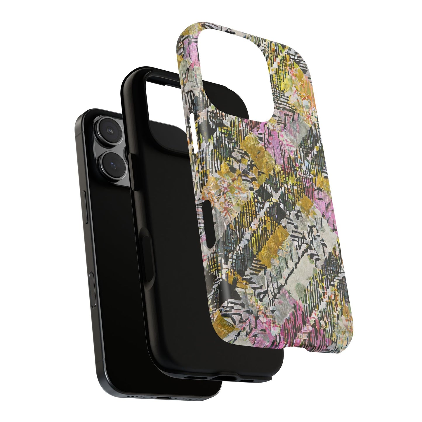 Purple Plaid Floral Artistic Tough Phone Case For iPhone, Samsung Galaxy, Or Google Pixel