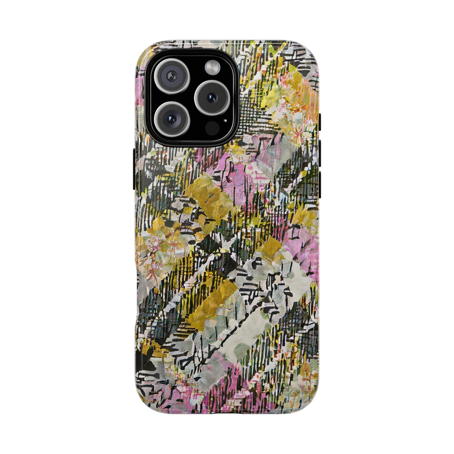 Purple Plaid Floral Artistic Tough Phone Case For iPhone, Samsung Galaxy, Or Google Pixel