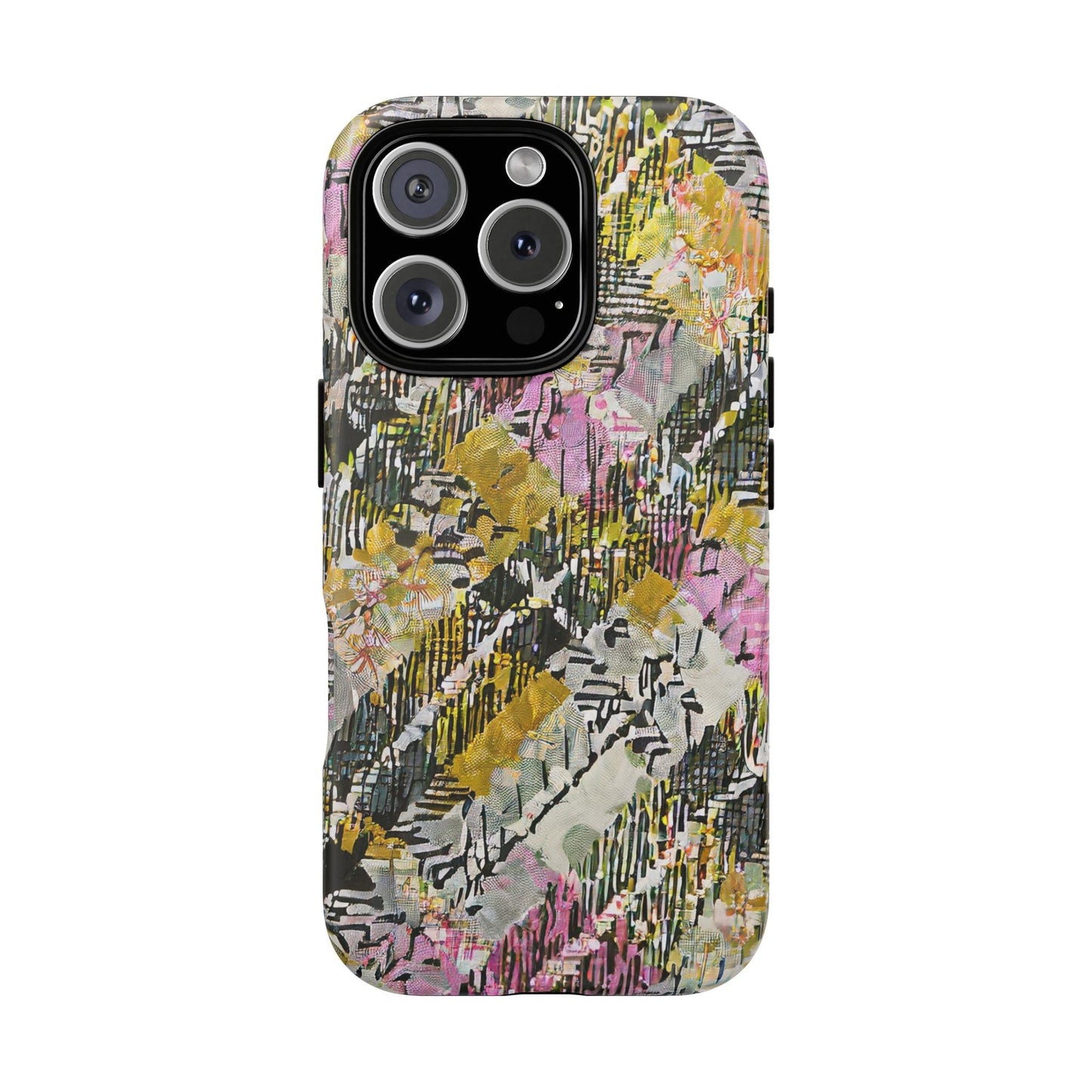 Purple Plaid Floral Artistic Tough Phone Case For iPhone, Samsung Galaxy, Or Google Pixel