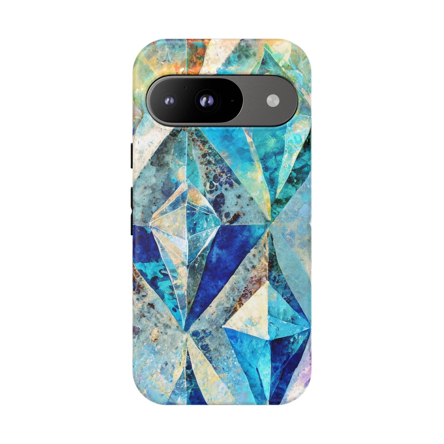 Diamond Blue Abstract Tough Phone Case For iPhone, Samsung Galaxy, And Google Pixel