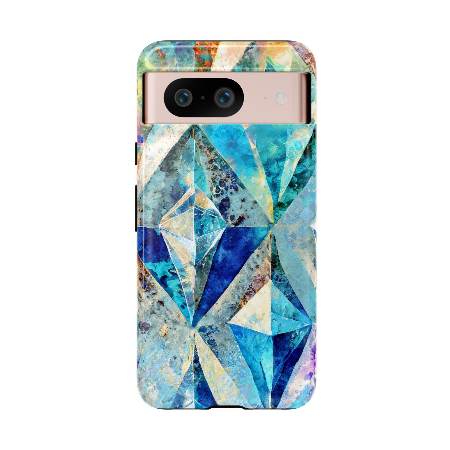 Diamond Blue Abstract Tough Phone Case For iPhone, Samsung Galaxy, And Google Pixel