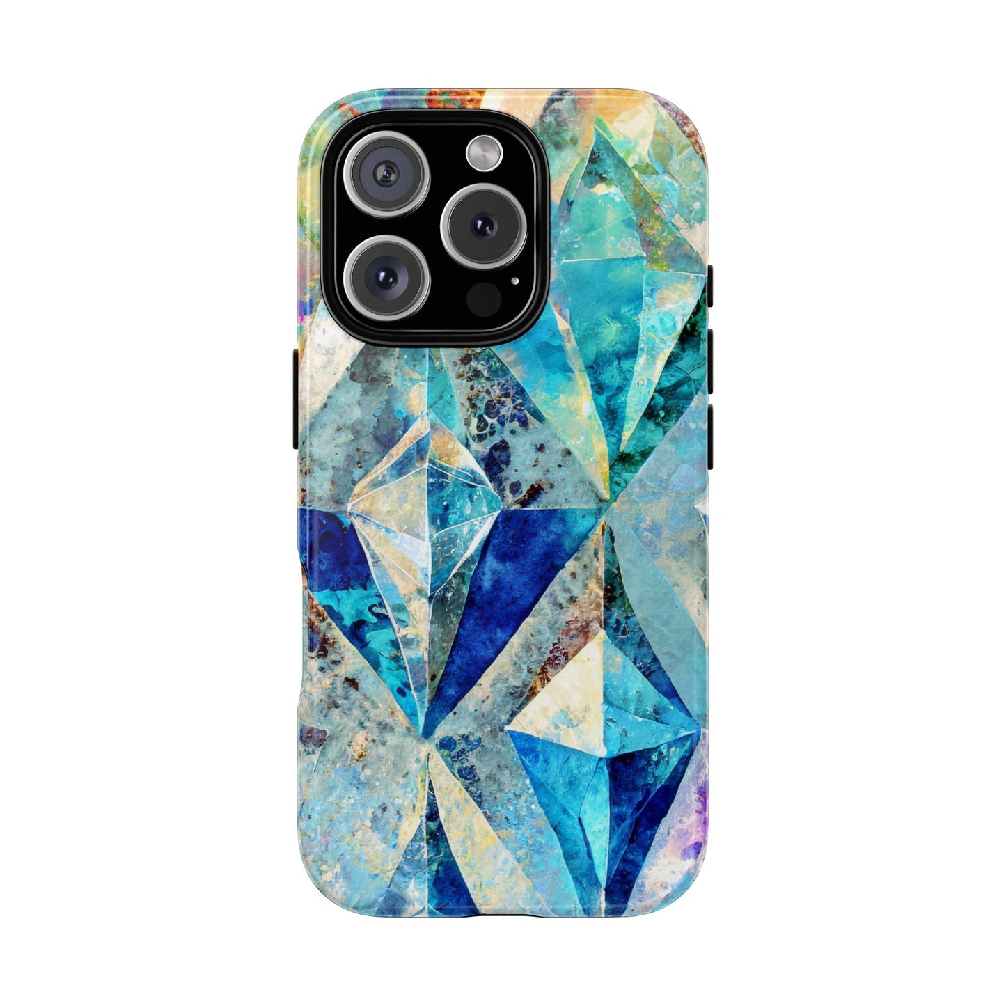 Diamond Blue Abstract Tough Phone Case For iPhone, Samsung Galaxy, And Google Pixel