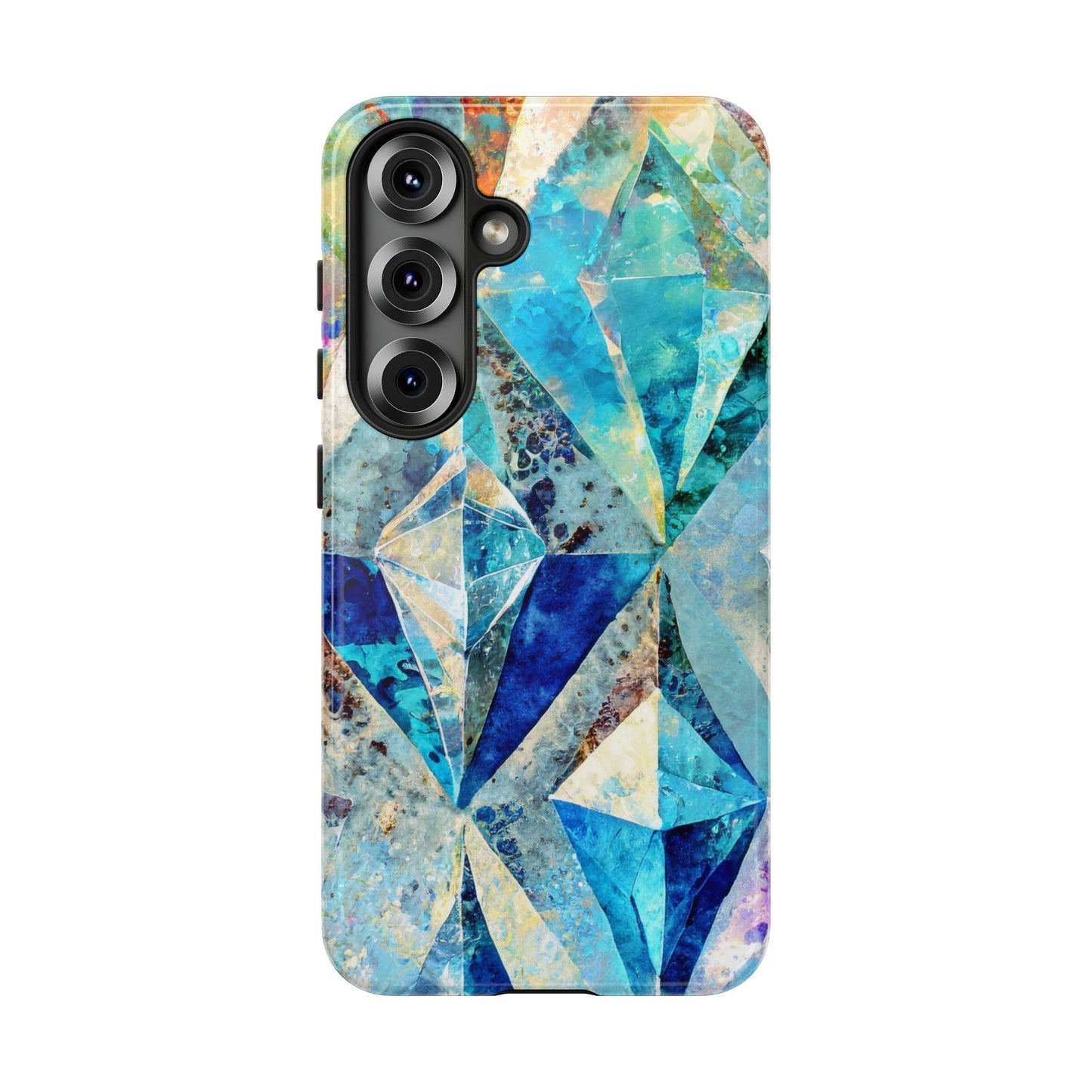 Diamond Blue Abstract Tough Phone Case For iPhone, Samsung Galaxy, And Google Pixel