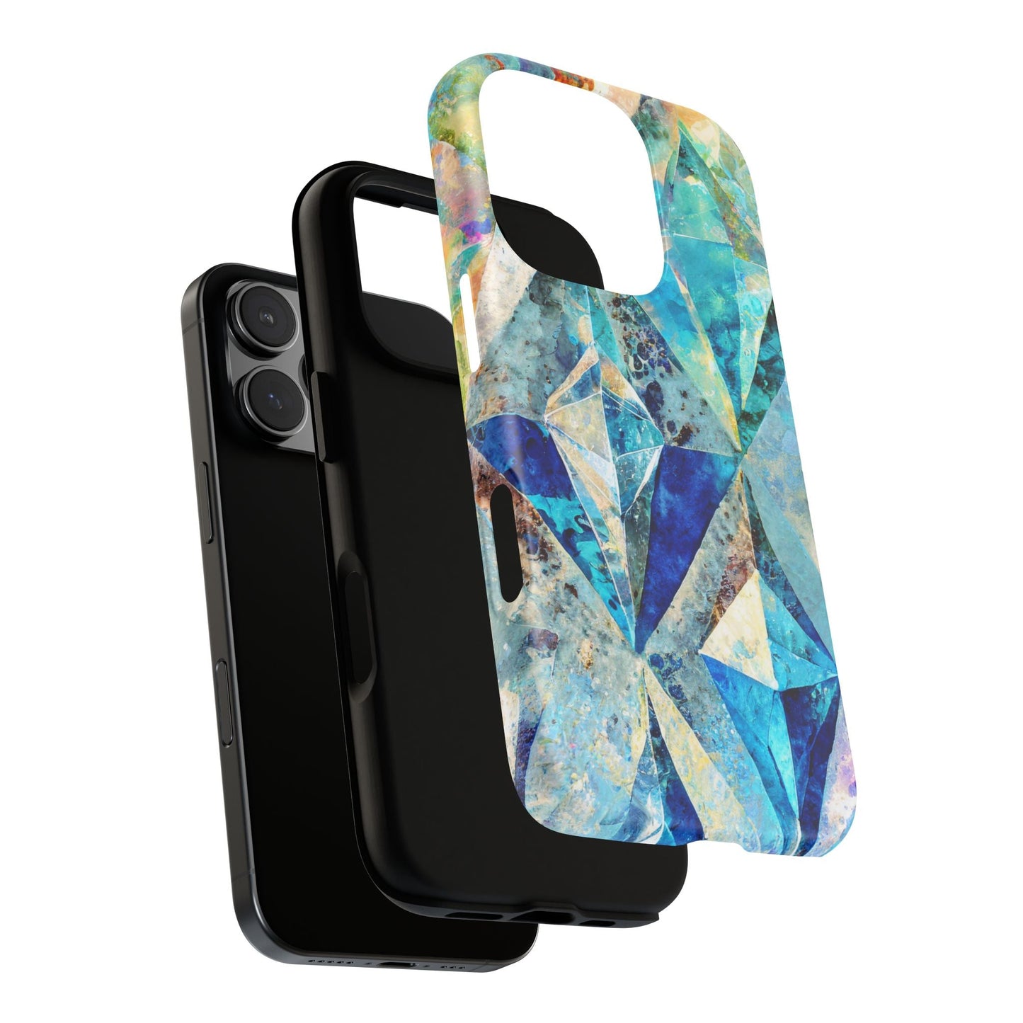 Diamond Blue Abstract Tough Phone Case For iPhone, Samsung Galaxy, And Google Pixel