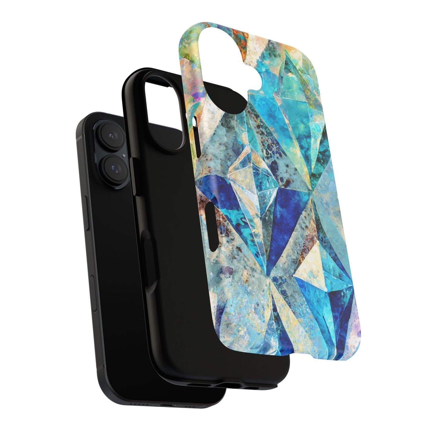 Diamond Blue Abstract Tough Phone Case For iPhone, Samsung Galaxy, And Google Pixel