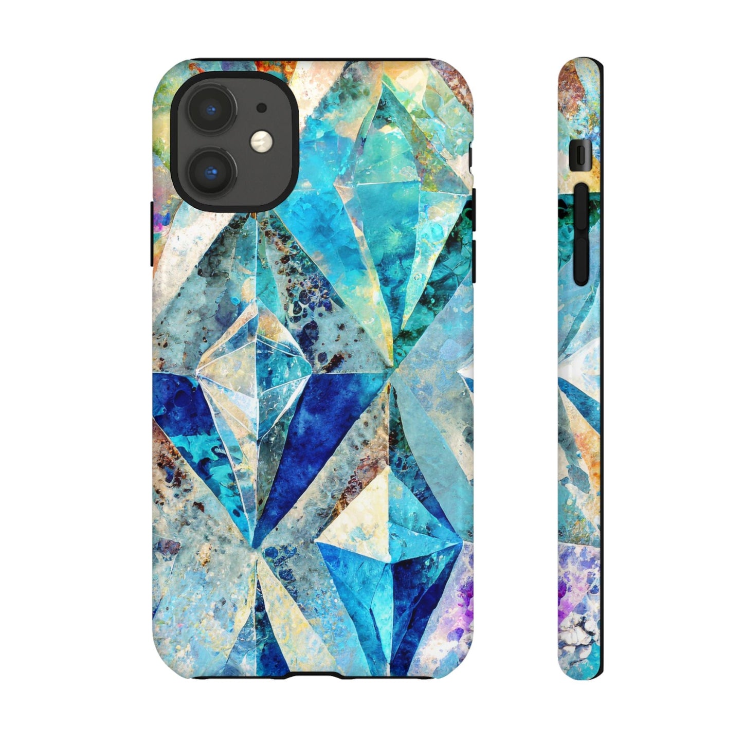 Diamond Blue Abstract Tough Phone Case For iPhone, Samsung Galaxy, And Google Pixel