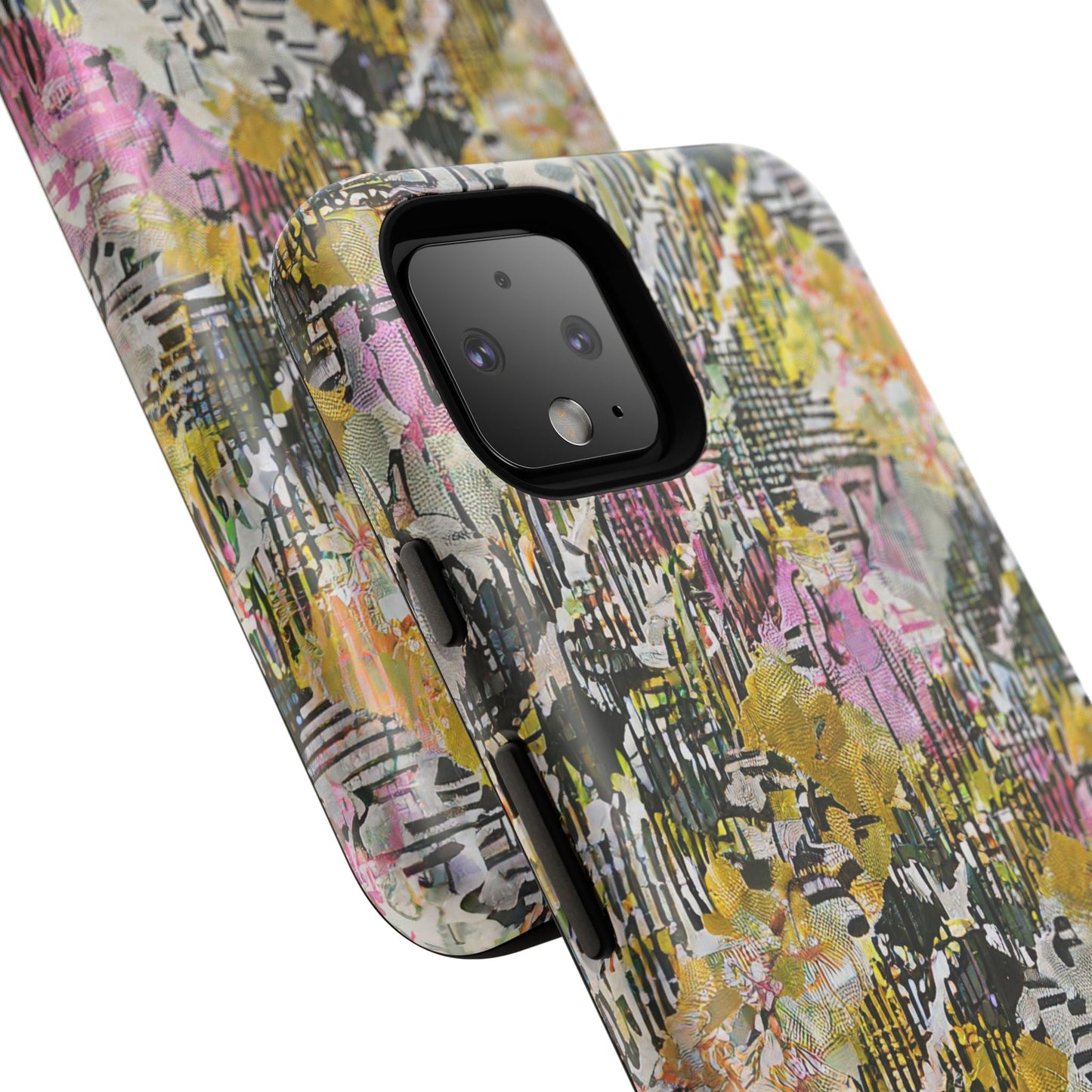 Purple Plaid Floral Artistic Tough Phone Case For iPhone, Samsung Galaxy, Or Google Pixel