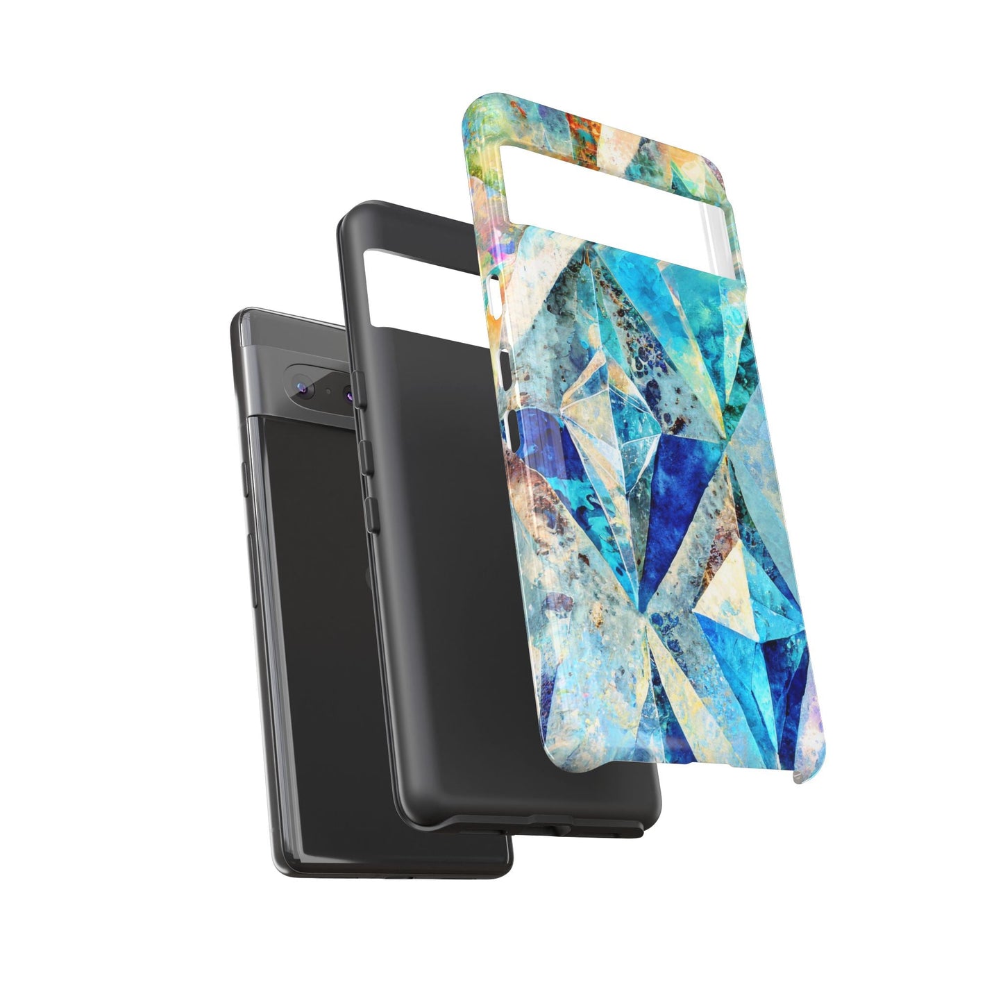 Diamond Blue Abstract Tough Phone Case For iPhone, Samsung Galaxy, And Google Pixel