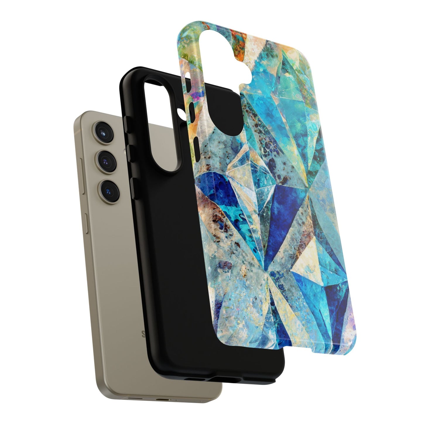 Diamond Blue Abstract Tough Phone Case For iPhone, Samsung Galaxy, And Google Pixel