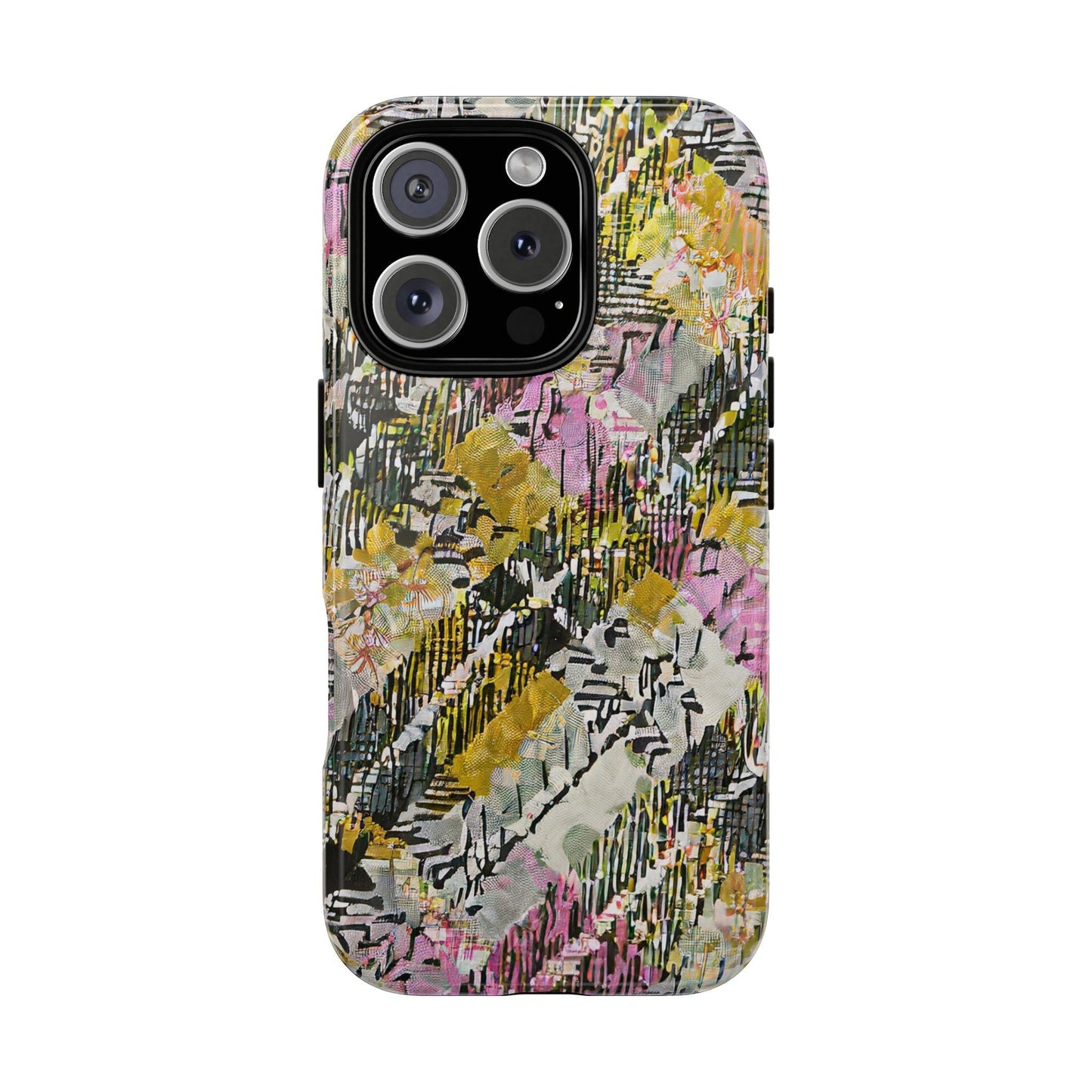 Purple Plaid Floral Artistic Tough Phone Case For iPhone, Samsung Galaxy, Or Google Pixel