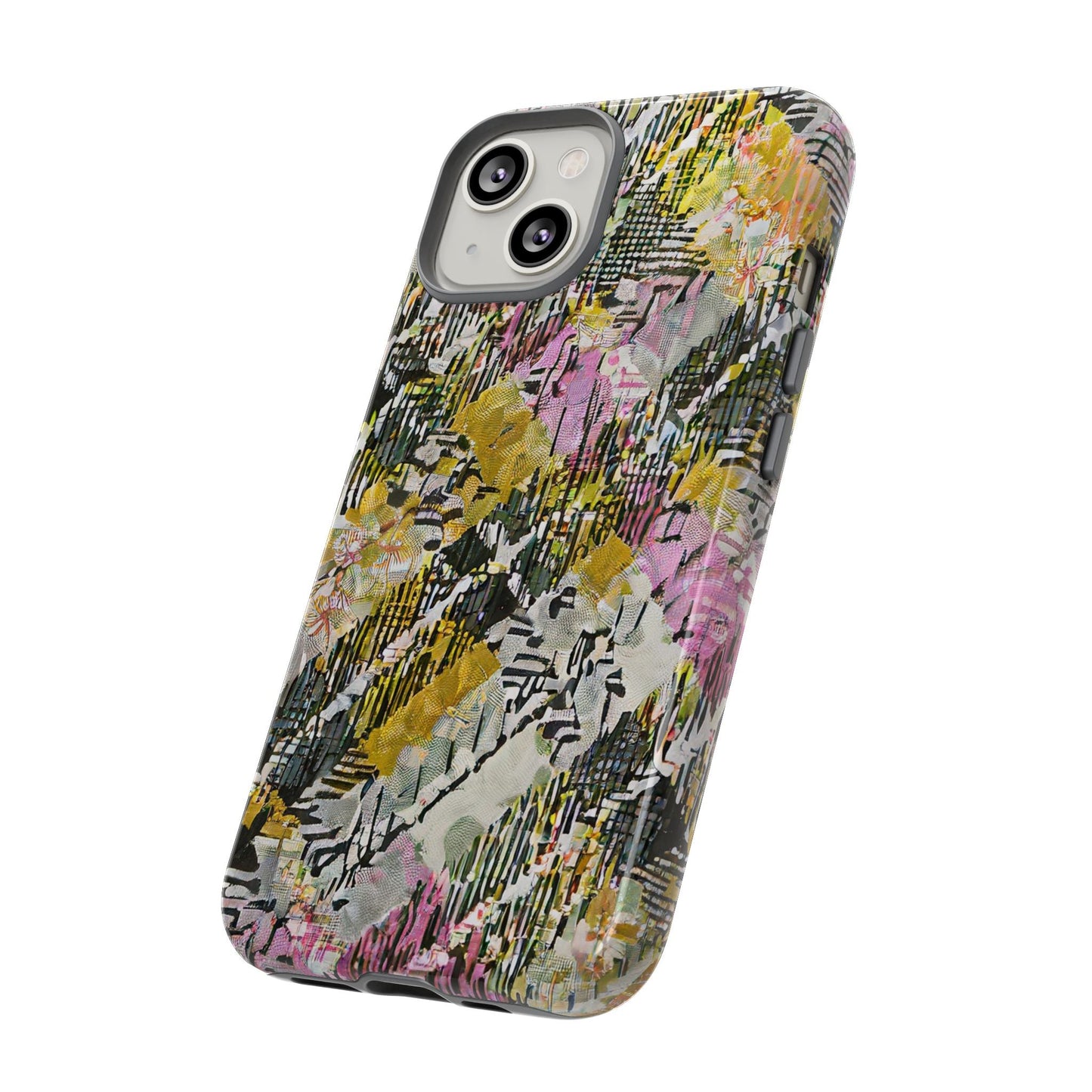 Purple Plaid Floral Artistic Tough Phone Case For iPhone, Samsung Galaxy, Or Google Pixel