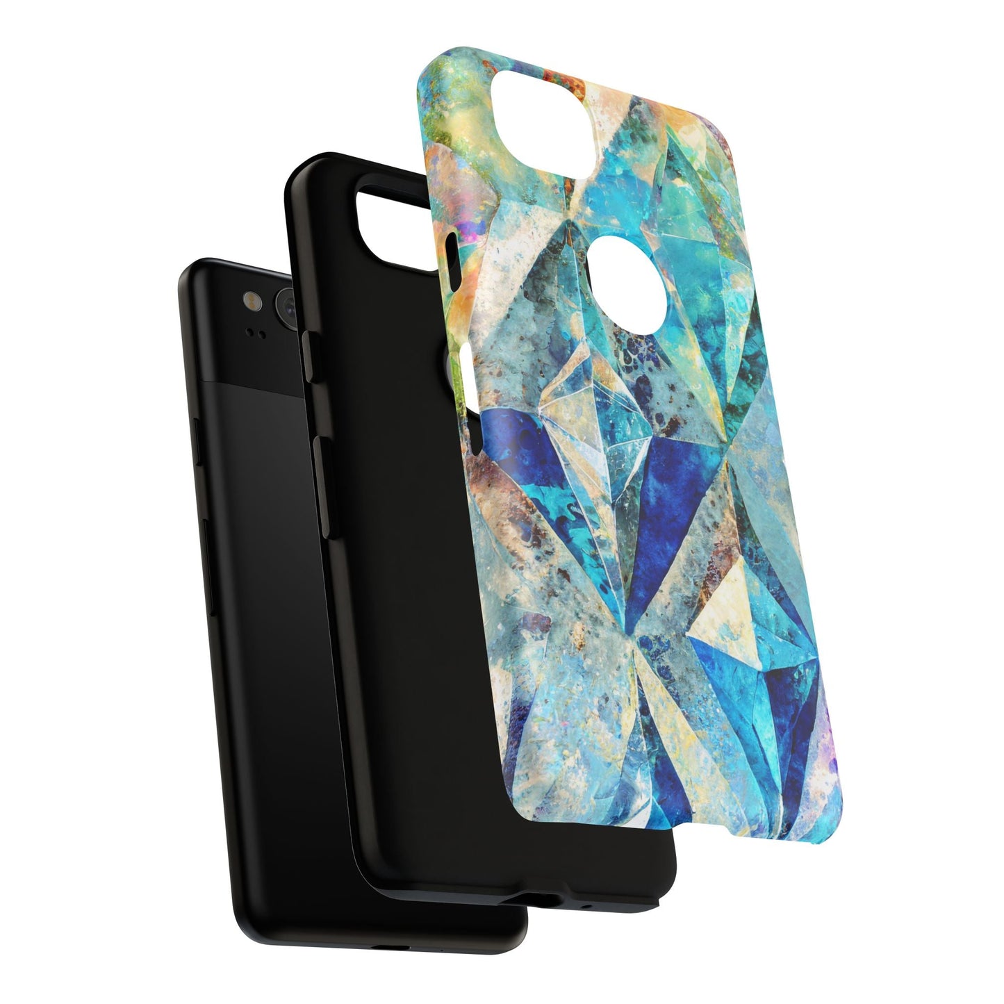 Diamond Blue Abstract Tough Phone Case For iPhone, Samsung Galaxy, And Google Pixel