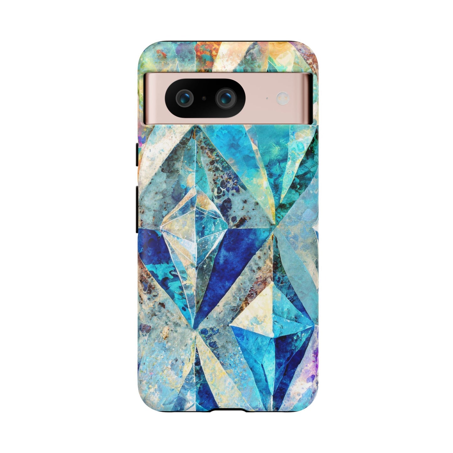 Diamond Blue Abstract Tough Phone Case For iPhone, Samsung Galaxy, And Google Pixel