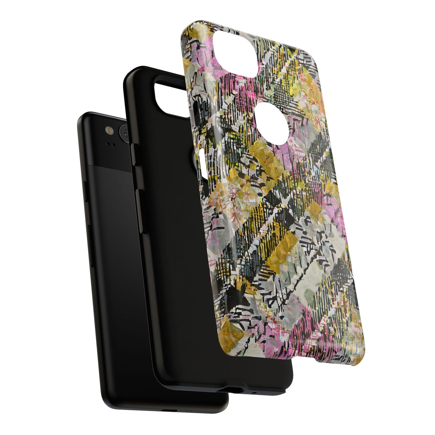 Purple Plaid Floral Artistic Tough Phone Case For iPhone, Samsung Galaxy, Or Google Pixel